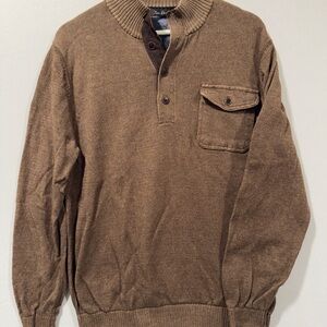 Men's Brown Sweater with Button Collar